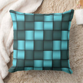 青いリボン織りパターン装飾用クッション。  クッション (ブランケット)