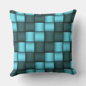 青いリボン織りパターン装飾用クッション。  クッション (裏面)