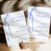 青いリボン　彼女が結婚する ブライダルシャワー 招待状