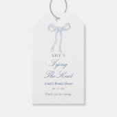 青いリボン 彼女は結婚する ブライダルシャワーパーティー ギフトタグ (正面)