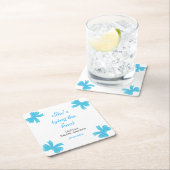 青いリボン 彼女は結婚する ブライダルシャワー スクエアペーパーコースター (インサイチュ)