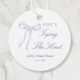 青いリボン 彼女は結婚する ブライダルシャワー フェイバータグ