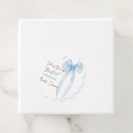 青いリボン 彼女は結婚する ブライダルシャワー フェイバータグ