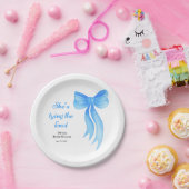 青いリボン 彼女は結婚する ブライダルシャワー ペーパープレート (パーティー)