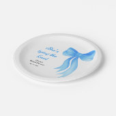 青いリボン 彼女は結婚する ブライダルシャワー ペーパープレート (アングル)