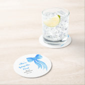 青いリボン 彼女は結婚する ブライダルシャワー ラウンドペーパーコースター (インサイチュ)