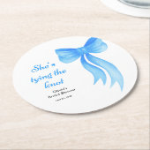 青いリボン 彼女は結婚する ブライダルシャワー ラウンドペーパーコースター (アングル)