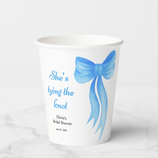 青いリボン 彼女は結婚する ブライダルシャワー 紙コップ (裏面)