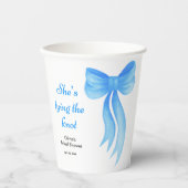 青いリボン 彼女は結婚する ブライダルシャワー 紙コップ (正面)