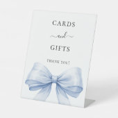 青いリボン 白いカード 贈り物 サイン (正面)