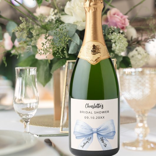 青いリボン　結婚前になにか青いもの　ブライズシャワー スパークリングワインラベル