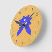 青いリボン#1 Mom変更可能なテクスチャ背景 ラウンド壁時計 (傾斜)
