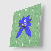 青いリボン#1 Mom Changeableテクスチャバックグラウンド スクエア壁時計 (傾斜)