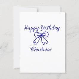 青いリボン CUTIE 赤ちゃんの名前 誕生日おめでとう ポストカード