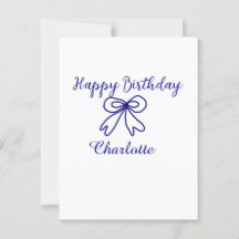 青いリボン CUTIE ADD NAME BABY ハッピーバースデー