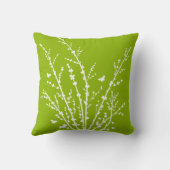 青いリンゴミニマルの蝶と枝 クッション (裏面)