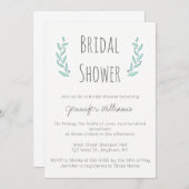 青いリースのブライダルシャワー招待状 招待状 (正面/裏面)