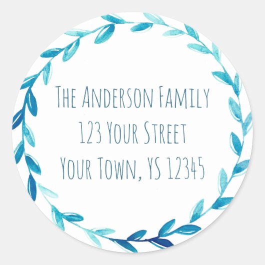 青いリースの住所 ラウンドシール (正面)