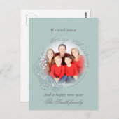 青いリース写真クリスマスに白い果実 ポストカード (正面/裏面)