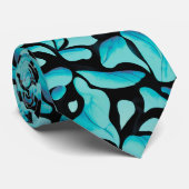 青いリーフ繰り返しパターン ネクタイ (ロール)