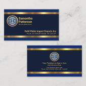 青いレイヤーのフェイク金ゴールド線の貼り付け国際的 名刺 (正面/裏面)