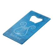 青いレイヤーの背景 クレジットカード栓抜き (正面アングル)