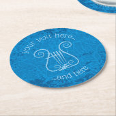 青いレイヤーの背景 ラウンドペーパーコースター (アングル)