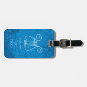 青いレイヤーの背景 ラゲッジタグ (正面横)