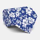 青いレトロのハワイのプリントのタイ ネクタイ (ロール)