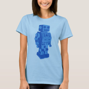 青いレトロのロボット Tシャツ