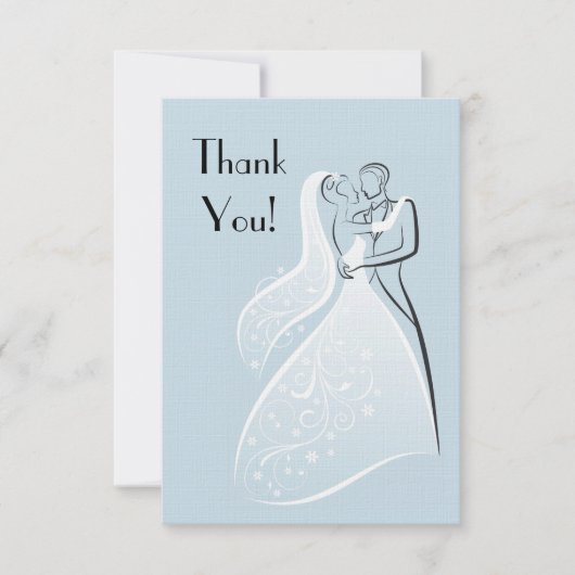 青いレトロの結婚式のダンサーは感謝していしています サンキューカード (正面)