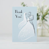 青いレトロの結婚式のダンサーは感謝していしています サンキューカード (スタンド正面)