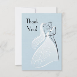 青いレトロの結婚式のダンサーは感謝していしています サンキューカード