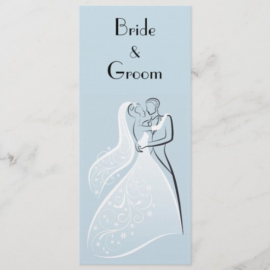 青いレトロの結婚式のダンサープログラム プログラム (正面)