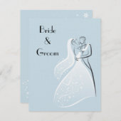 青いレトロの結婚式のダンサー 招待状 (正面/裏面)