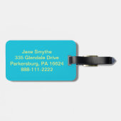 青いレトロの花の荷物のラベル ラゲッジタグ (裏面横)