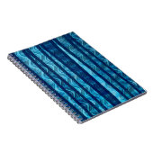 青いレトロウェーブ ユニーク クールなパターン ノートブック (右側)