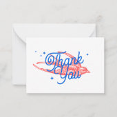 青いレトロスクリプトヴィンテージを飲み込む ノートカード (正面)