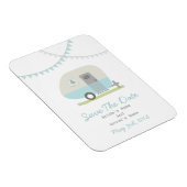 青いレトロトレーラー日付の保存 マグネット (右側)