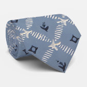 青いレトロパターン ネクタイ (ロール)