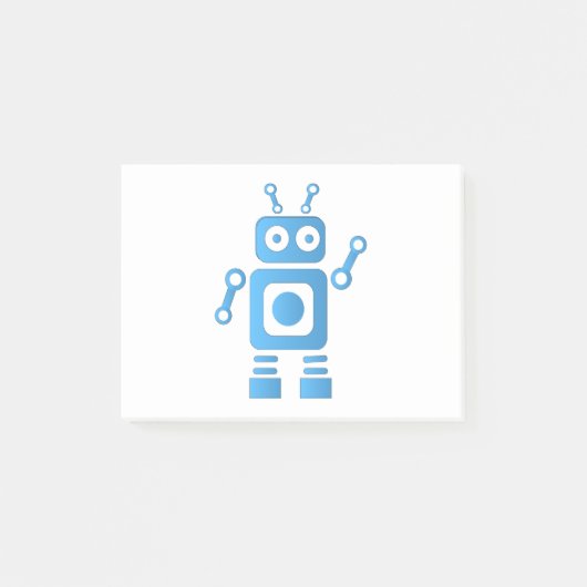 青いレトロロボット ポストイット (正面)