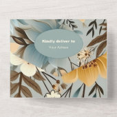 青いレトロ小さなワイルドフラワーベビーシャワー オールインワン招待状 (裏面)