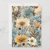 青いレトロ小さなワイルドフラワーベビーシャワー 招待状 (裏面)