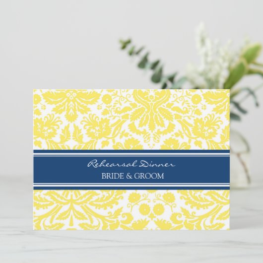 青いレモンダマスク織のリハーサルのディナー・パーティ 招待状 (スタンド正面)