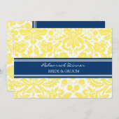 青いレモンダマスク織のリハーサルのディナー・パーティ 招待状 (正面/裏面)