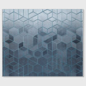 青いレリーフ、 浮き彫り上の六角形の幾何学的抽象 ラッピングペーパー (フラット)