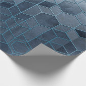 青いレリーフ、 浮き彫り上の六角形の幾何学的抽象 ラッピングペーパー (角)