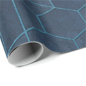 青いレリーフ、 浮き彫り上の六角形の幾何学的抽象 ラッピングペーパー (ロールコーナー)
