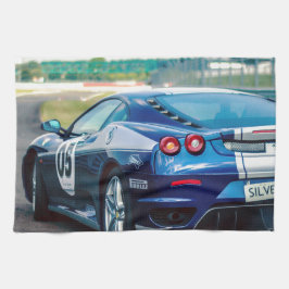 青いレーシングカー キッチンタオル