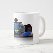青いレーシングカー ジャンボコーヒーマグカップ (正面右)